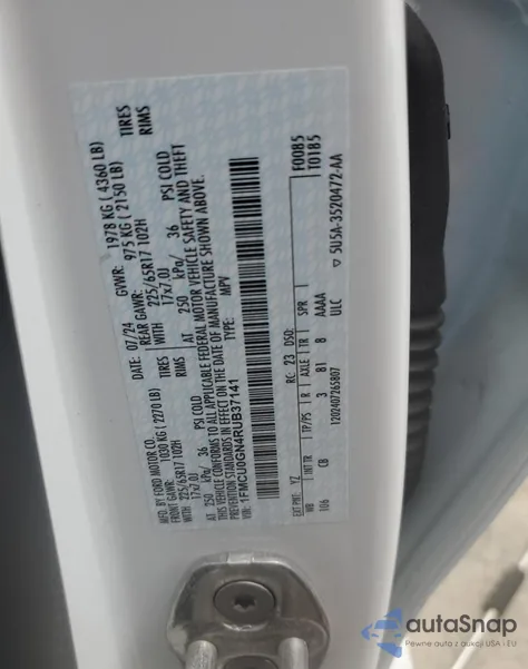 2024 Ford Escape Active из США, поврежденный, VIN 1FMCU0GN4RUB37141